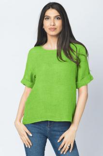 Bluza din in verde crud cu nasturi pe spate