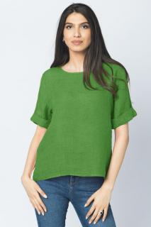 Bluza din in verde olive cu nasturi pe spate