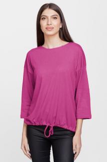 Bluza din jerseu de vascoza cu snur la baza, magenta