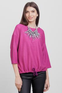 Bluza din jerseu embosat de vascoza cu snur la baza, magenta