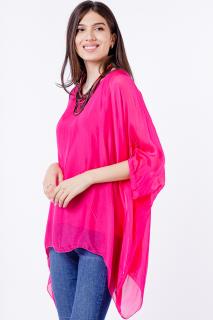 Bluza din matase naturala in colturi, fucsia