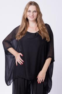 Bluza din matase naturala in colturi, neagra