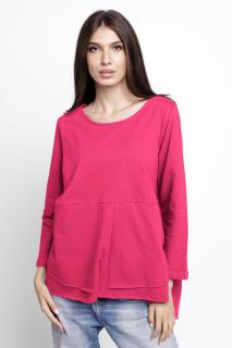 Bluza evazata cu nasturi pe spate din tricot de bumbac, fucsia