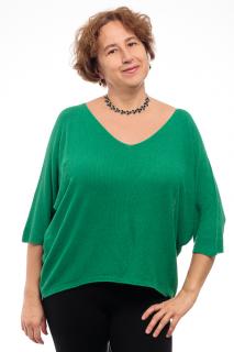 Bluza fin tricotata cu maneca fluture 3 4, verde smarald