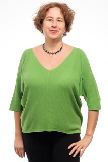 Bluza fin tricotata cu maneca fluture 3 4, verde