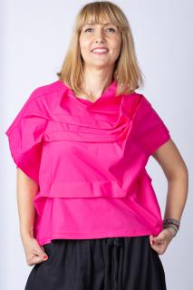 Bluza fucsia asimetrica, extravaganta, din bumbac satinat