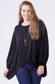 Bluza in colturi neagra, cu colier cadou