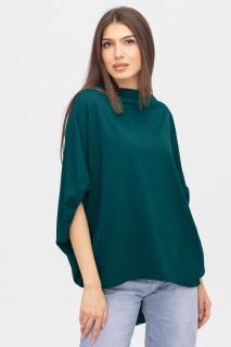 Bluza lalea, oversize, din bumbac, turcoaz inchis