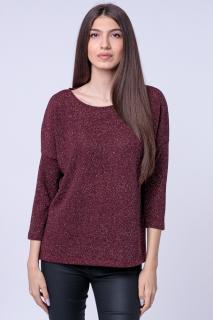 Bluza tricotata bordo cu fir lurex si maneca 3 4