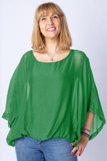 Bluza verde  din matase naturala cu maneca fluture