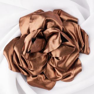 Brosa floare cu diametru de 15 cm, cu clips pentru par, cupru metalizat