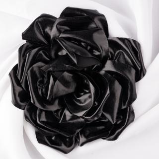 Brosa floare cu diametru de 15 cm, cu clips pentru par, negru metalizat