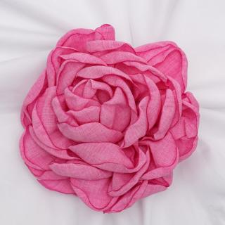 Brosa floare fucsia din bumbac cu diametru de 15 cm, cu clips pentru par