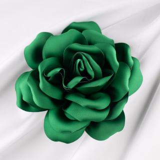 Brosa floare verde satinata cu diametru de 15 cm, cu clips pentru par