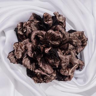 Brosa negru-cupru roz metalizat, floare cu diametru de 15 cm, cu clips pentru par