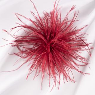 Brosa puf pene fine bordo cu diametru de 15 cm, cu clips pentru par