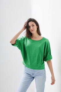 Camasa petrecuta si cu funda la spate din poplin de bumbac, verde