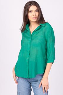 Camasa verde, subtire, cu guler clasic