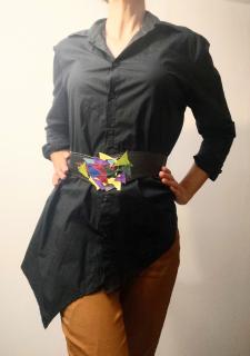 Centura asimetrica din piele naturala ,multicolora