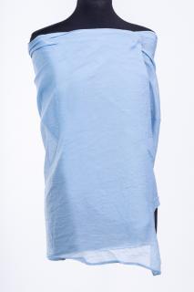 Esarfa albastru jeans, dreptunghiulara si colturi alungite, din bumbac si matase