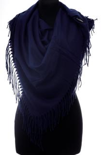 Esarfa bleumarin patrata din material gros tip cashmere