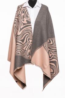 Esarfa cashmere animal print, gri si roz prafuit