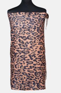 Esarfa cashmere cu fir din lurex, imprimeu animal print pe fond caramiziu