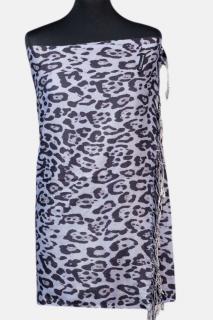 Esarfa cashmere cu imprimeu animal print pe fond gri albastrui