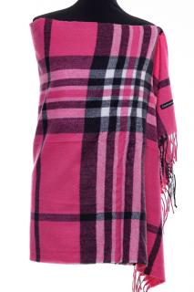 Esarfa casmir unisex cu carouri pe fond fucsia