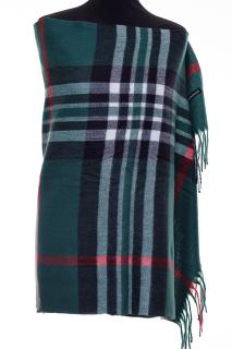 Esarfa casmir unisex cu carouri pe fond verde