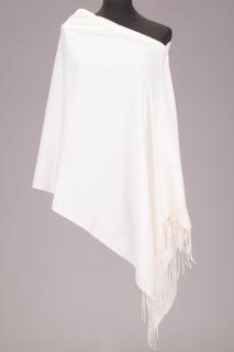Esarfa dreptunghiulara alba din material tip cashmere