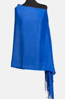 Esarfa dreptunghiulara albastra din material gros tip cashmere