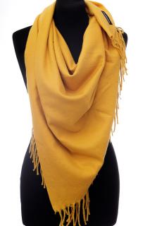 Esarfa galbena patrata din material gros tip cashmere