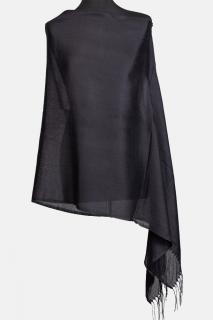 Esarfa neagra dreptunghiulara din material gros tip cashmere