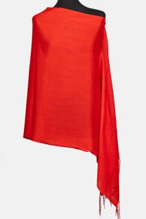 Esarfa rosie dreptunghiulara din material gros tip cashmere
