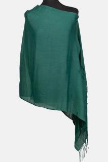 Esarfa verde inchis dreptunghiulara din material gros tip cashmere