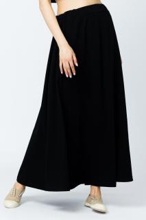 Fusta lunga in A, din tricot de bumbac, neagra
