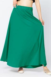 Fusta lunga in A, din tricot de bumbac, verde