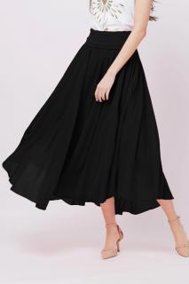 Fusta lunga neagra, ampla, clos, din batist de bumbac
