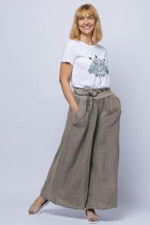 Fusta pantalon bej inchis, casual, din in, cu o curea fancy