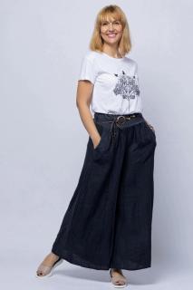 Fusta pantalon bleumarin inchis, casual, din in, cu o curea fancy