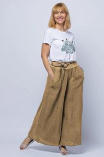 Fusta pantalon camel, casual, din in, cu o curea fancy