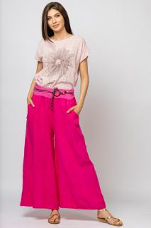 Fusta pantalon fucsia  casual, din in, cu o curea fancy