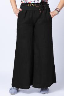 Fusta pantalon neagra casual, din in, cu o curea fancy