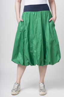 Fusta verde midi, tip gogosar, din tafta