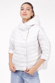 Geaca Monte Cervino oversize, alba, cu gluga si maneci 3 4