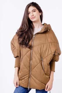 Geaca oversized cu maneci din jerseu stranse, camel