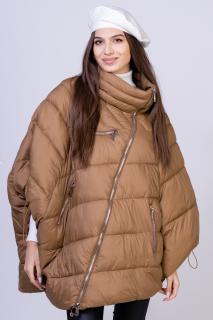 Geaca - poncho de oras, oversized, asimetrica, camel