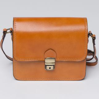 Geanta crossbody camel din piele naturala, tip postas