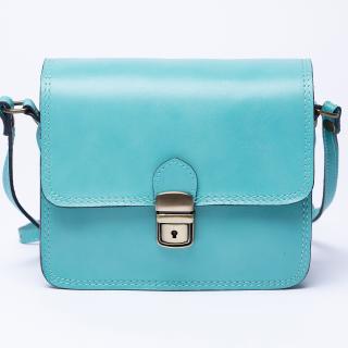 Geanta crossbody din piele naturala, tip postas, turquoise